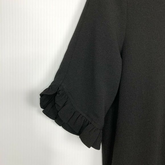 Ganni Black Midi Dress Crepe Side Slits 34 US XS - Picture 7 of 11